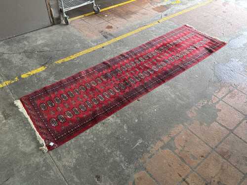 Vintage Pakistani hand-knotted wool hall runner