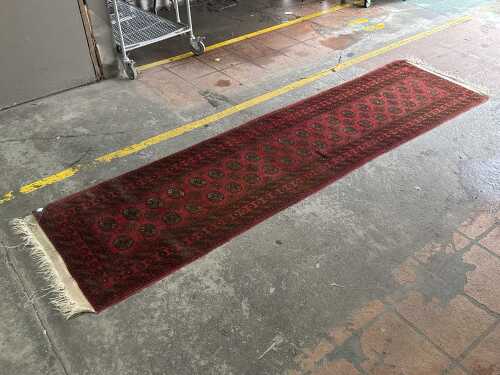 Vintage Afghan Mori hand-knotted wool hall runner