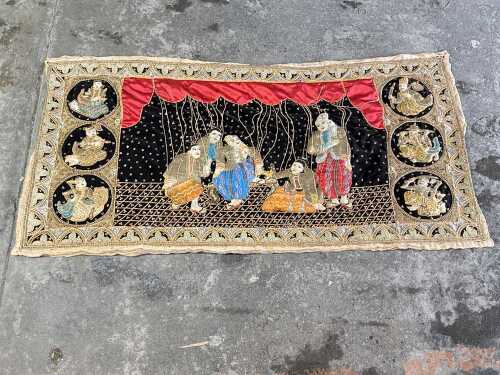 Vintage Burmese Klaga embroidered wall hanging