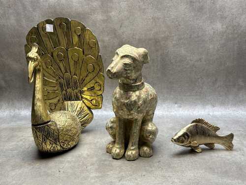 Three gilt decorative animal items