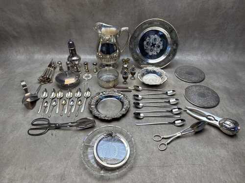 Assorted silver plate and metalware
