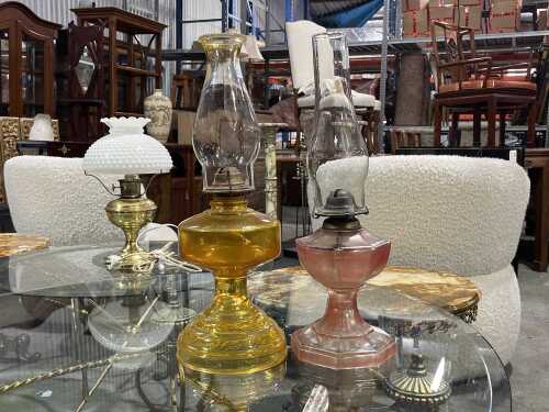 Two vintage kerosene lamps