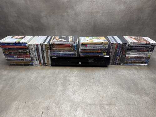 Philips DVD-711 DVD player (region 2) and assorted DVDs