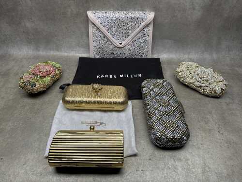 Six Designer-style clutch bags