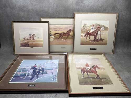 Five framed P.F. Dennehy racehorse prints