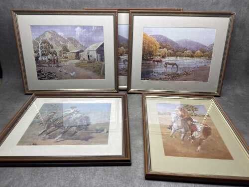 Six framed horse prints