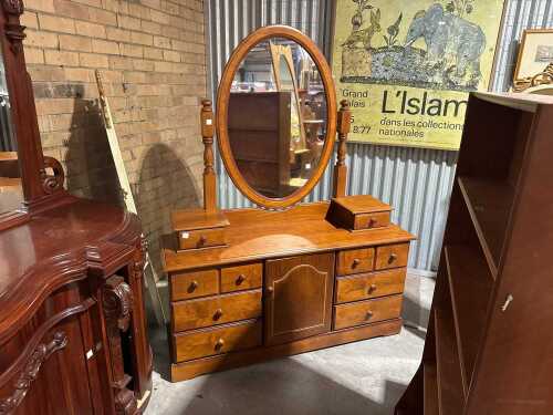 Victorian-style timber dressing table with mirror