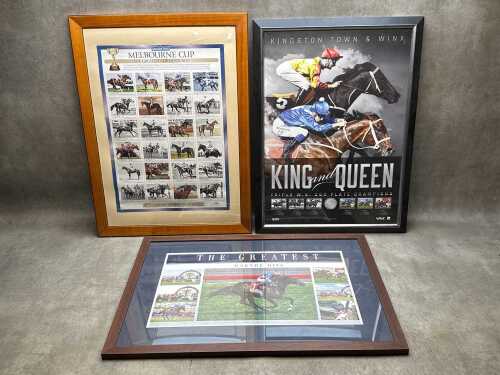 Three horse racing framed posters