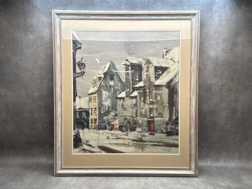 Edvins Andersons (1929-1996, Latvia), winter scene in Riga, 1974. Watercolour painting on paper