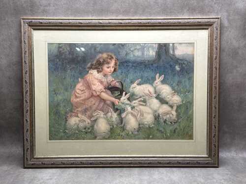 Fred Morgan (after), Feeding the Rabbits, advertisement for Pears soap Company