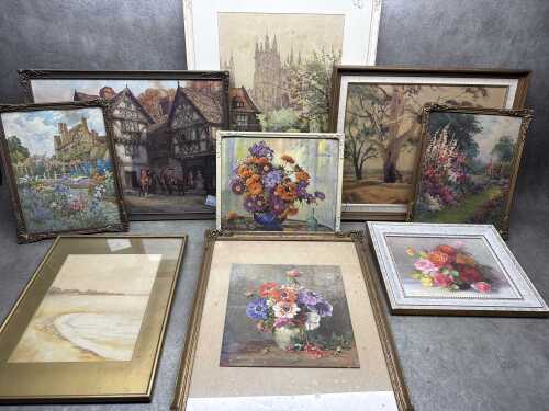 Mainly vintage prints in original frames.