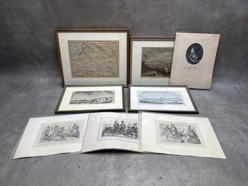 Antique and vintage prints, some framed