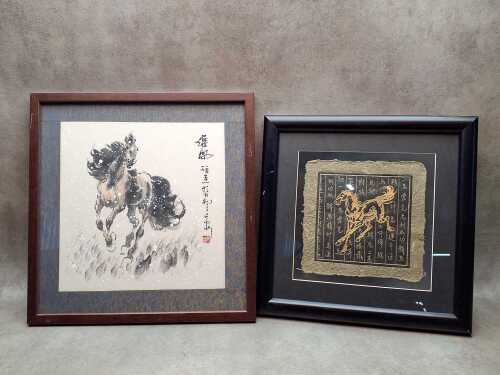 Two oriental horse pictures