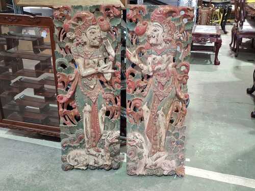 Pair of Indonesian wall figure hangings