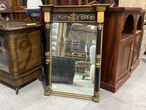 Antique Napoleon III style ebonised and gilt wall mirror