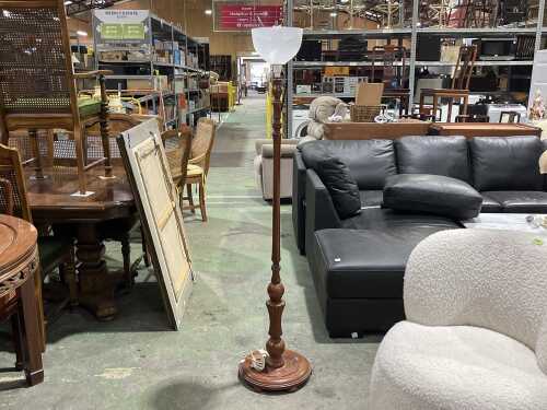 Vintage turned timber standard lamp