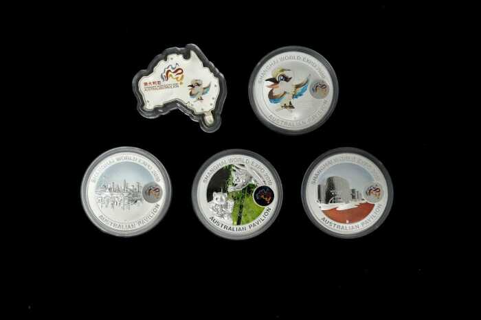 Five Shanghai World Expo Australian Pavilion 2010 $1 Silver Proof Coins 5oz