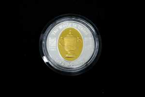 2003 Rugby World Cup $5 Silver Proof Coin, 1 oz