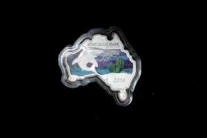 Australia Map Shaped Great White 2016 $1 Silver Coin 1 oz