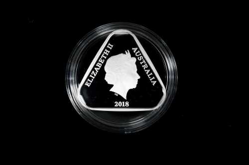 51 · Land Sea Air 2015 $5 Triangular Silver Proof Coin, 22.23g