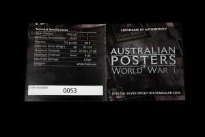 Australian Posters of World War 1 2014 $1bSilver Proof Rectangular Coin, 1 oz - 3