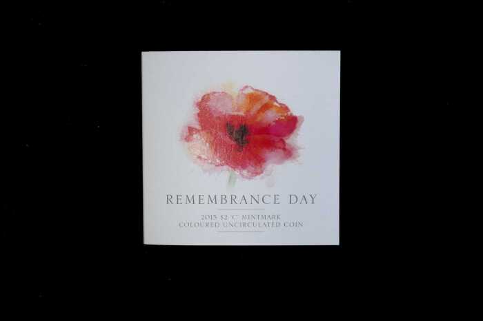 Remembrance Day 2015 "C" Mintmark Coloured $2 Coin, uncirculated