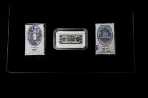 Centenary of Australian Banknotes 2013 $1 silver proof coin & stamp set. 1oz and PNC - 2
