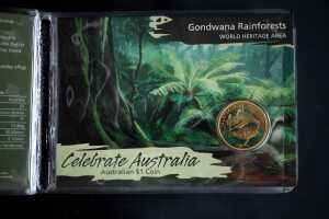 Celebrate Australia $1 coin collectors album plus a 1992 $5 proof coin - 5