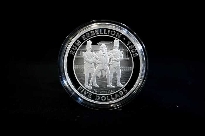 The Rum Rebellion 1808 1oz Fine Silver Proof $5 Coin.