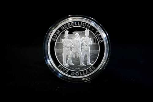 The Rum Rebellion 1808 1oz Fine Silver Proof $5 Coin.