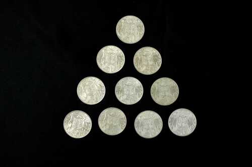 10 x Australian 1966 round 50 cent silver coins
