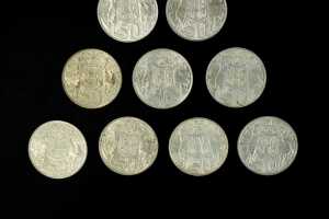 10 x Australian 1966 round 50 cent silver coins - 2