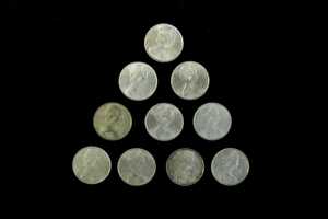 10 x Australian 1966 round 50 cent silver coins - 3