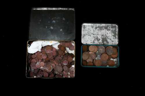 2 Tins of Mostly copper coins