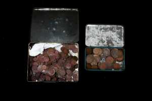 2 Tins of Mostly copper coins