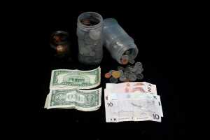 Group of Canadian and USA currency