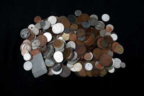 Assorted world coins.
