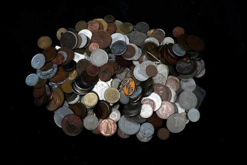 Assorted world coins.
