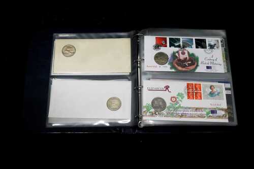 Album of Royal Mail/ Royal Mint Philatelic Numismatic Covers