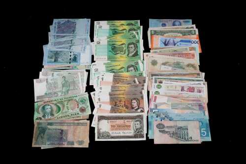 Group of world banknotes