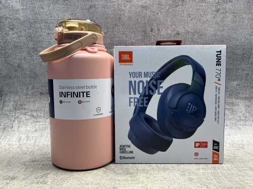JBL Tune 770NC headphones & Boss water bottle