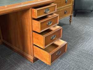 Executive twin pedestal desk with matching office chair - 3