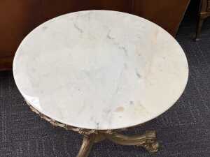 Italian marble-top round side table - 3