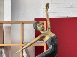 Art Deco-style brass figural dancer with black accents - 2