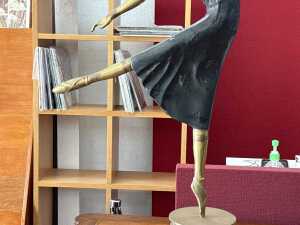 Art Deco-style brass figural dancer with black accents - 3