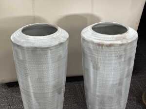 Pair of Etches series grey ceramic vases - 2