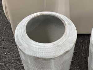 Pair of Etches series grey ceramic vases - 3