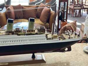 Decorative timber model ship of 'Titanic' on a stand - 2