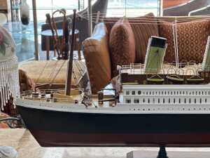 Decorative timber model ship of 'Titanic' on a stand - 3