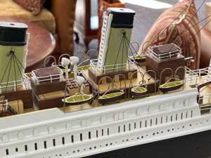 Decorative timber model ship of 'Titanic' on a stand - 4